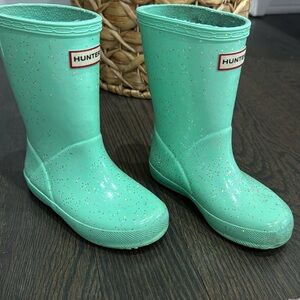Hunter kids rain boots sparkle green size toddler 9T